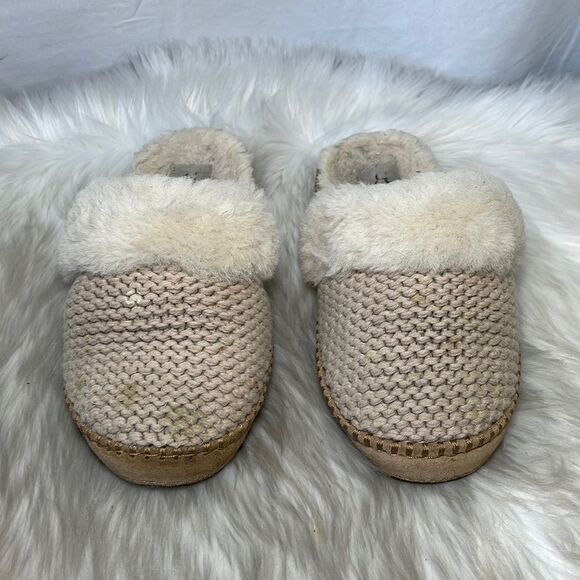 UGG Aira Cream Knit Lined Slippers Sz 7 - Picture 2 of 7